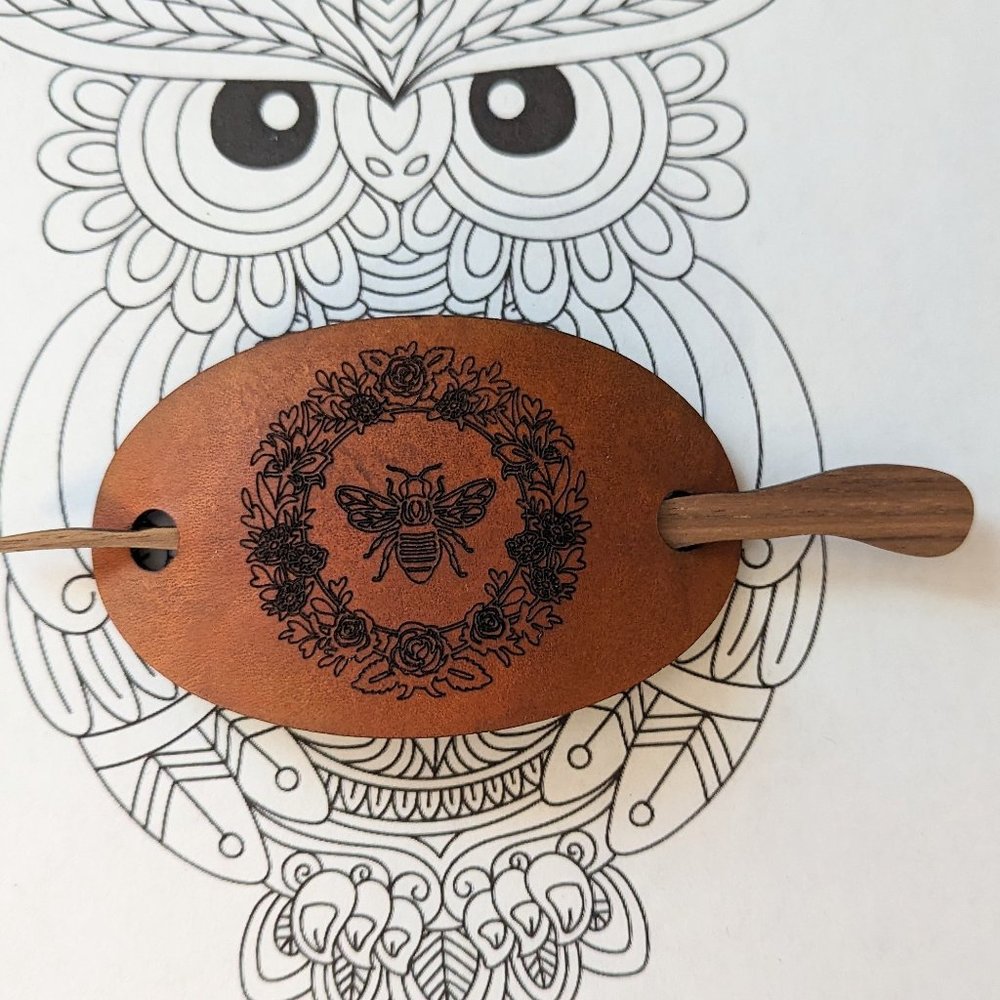 Honey Bee Hair Leather Barrette  NWT